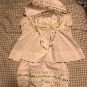 three-piece super cute baby vintage outfit.